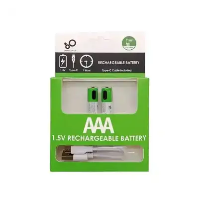 Smartoools 1.5V Type-C Rechargeable Batteries AAA (2-Pack) With Type-C Cable